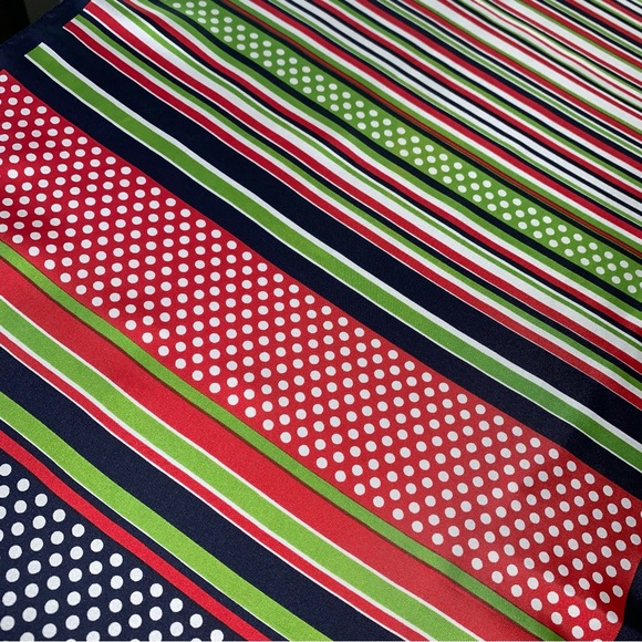 Vintage Echo 100% Pure Silk Striped Polkadot Scarf 45” x 15” - Picture 10 of 17